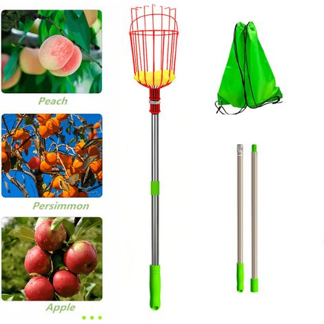 Cueille-fruits de 1,6 mètre de haut, perche à fruits avec panier, outils de cueillette de fruits, outils de jardin. (1/5)