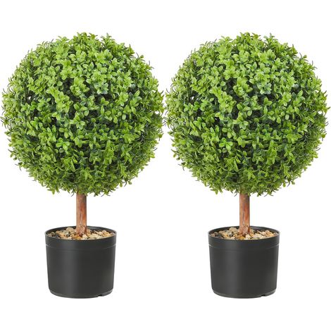 Buis Topiaire Artificiel 559 mm Boule de Buis Artificiel Extérieur 2 Fausses Plantes avec 10 Feuilles Remplaçables 4 Papillons Décoratifs pour Décoration Intérieur Jardin Terrasse Balcon Entrée (1/5)