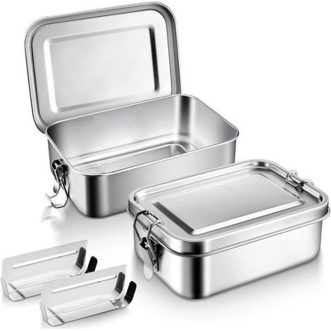 Lunchbox aus Edelstahl – 850 ml – Herausnehmbare Fächer – Auslaufsicher – Für Picknicks und Büro (1/5)
