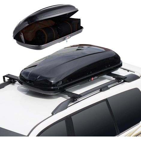 Pour Voiture et SUV Coffre de Toit 220L Transport Bagages Vacances Coque Rigide ABS Aérodynamique Noir Charge 75kg (1/5)