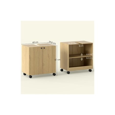 Meuble sous lavabo en bois avec étagère à 3 niveaux et roulettes pour salle de bains toilettes et buanderie (1/5)