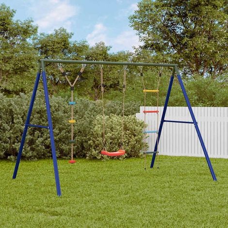 Jeu extérieur enfant : Tour de jeu Marron 85 x 52,5 x 239 cm Bois solide imprégné jeu extérieur enfant, aire de jeu jardin, balançoire enfant , pour jardin, usage domestique , enfant 3-8 ans (1/5)
