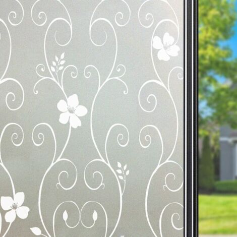 Film Fenetre Anti Regard Adhesif pour Vitre Brise Vue Electrostatique Vitre Film Opaque Vitrage Film décoratif pour fenêtre, Anti-UV 40 x 200 cm, Fleur Blanche (1/5)