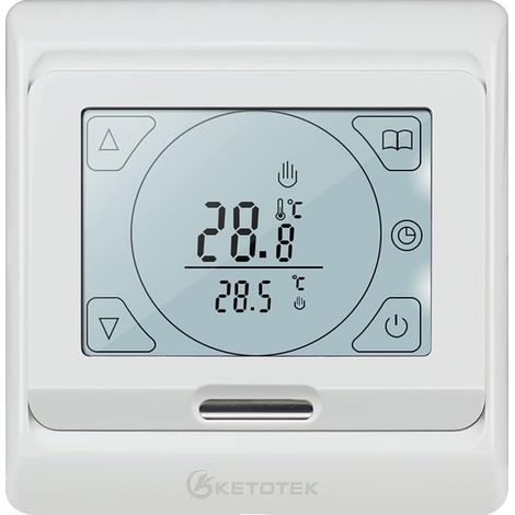 Termostato de suelo radiante eléctrico programable de 16 A con sensor, termostato digital para ambiente, regulador de suelo radiante con pantalla táctil LCD. (1/5)