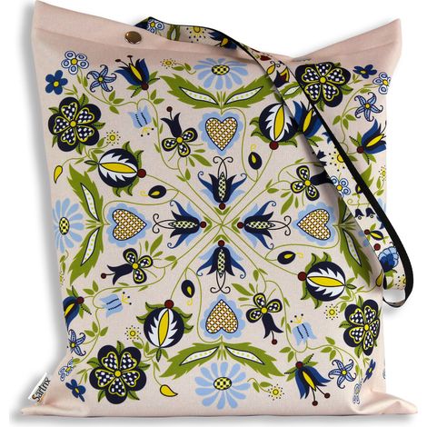 Bolso folklórico de Casubia con corazones, impregnado, beige (1/5)