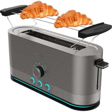 Cecotec Tostadora Vertical de Acero con Ranura Larga Shine&Toast Extra. 1050W, Capacidad para 2 Tostadas, Ranura Ancha de 3,8cm