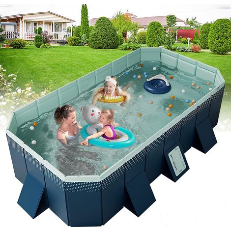 LEDANDER Piscine familiale pour seniors de 2M, grande piscine hors sol rectangulaire non gonflable, grande piscine de jeu aquatique épaisse et robuste