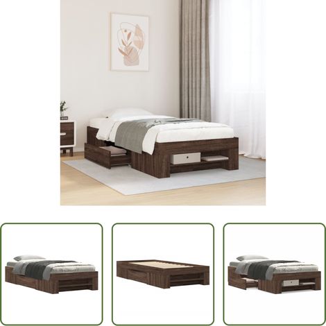 vidaXL Lattenrost - Bettgestell ohne Matratze Braun Eiche 90x200 cm Holzwerkstoff (1/5)