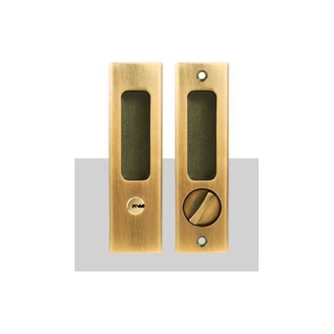 Pocket Door Handle With Key Sliding Door Lock Key Recessed Door Handle 160mm(brass) (1/5)