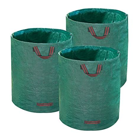 Un ensemble de 3 sacs de patio réutilisables de 273 litres (72 gallons), pliables avec poignées renforcées, ultra-durables pour ramasser les feuilles mortes dans le jardin. (1/5)