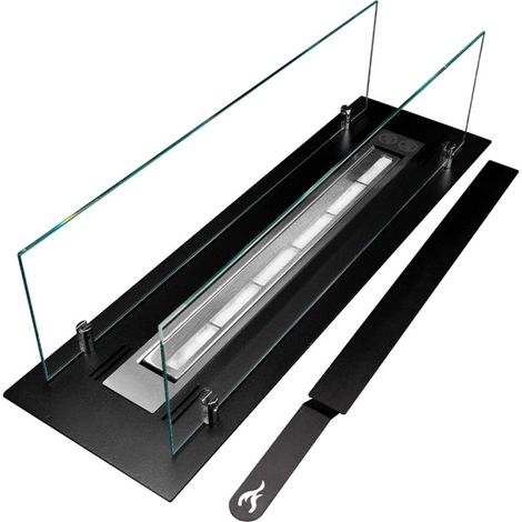 Bioethanol-Kaminbrenner aus Stahl mit 65 cm Glas