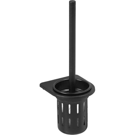 1 Soporte de pared para escobilla de inodoro, aluminio negro de grado espacial, resistente a la corrosión, impermeable, para baño (1/5)