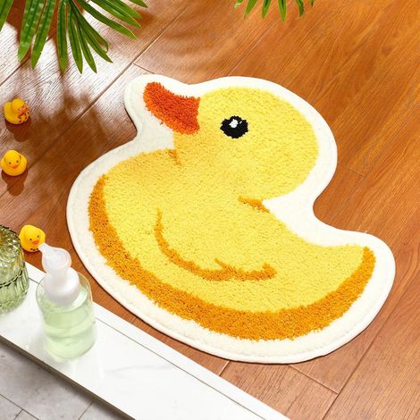 Tapis De Bain Motif Canard Mignon, Tapis De Salle De Bain en Peluche Jaune, Tapis Doux Et Touffeté pour Salle D’Eau, Antidérapant, Lavable, Tapis pour Sol De Sal (1/5)