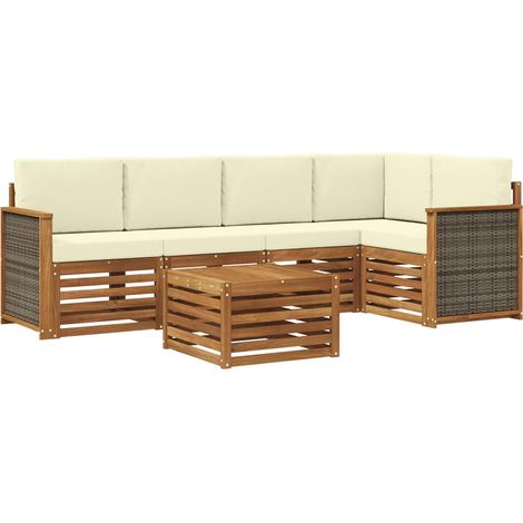 Outdoor Sofa Set 5 pcs Natural and Cream vidaXL (1/5)