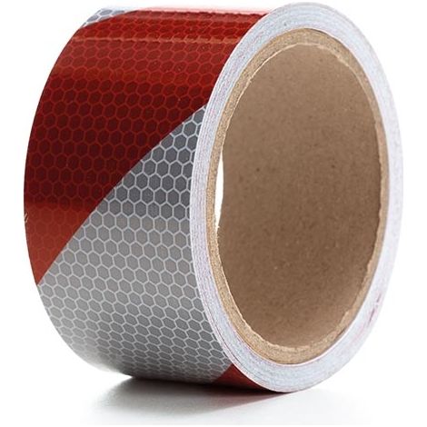 Bande réfléchissante alvéolée 5 cm x 5 m - Rouge/Blanc qd 168