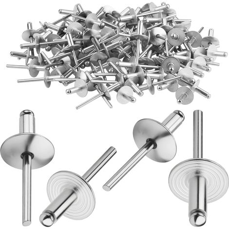 4,8 x 25 mm Rivet Pop Tête Large 120 Pièces Rivets Aveugles en Aluminium Argent pour Travail du Bois Ameublement Tôlerie Automobile Équipements Mécaniques et Industrie (1/5)