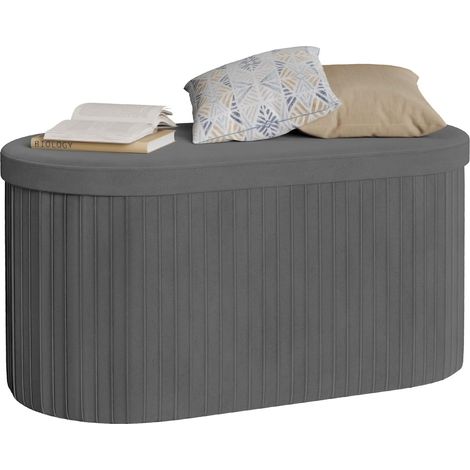 WOLTU Pouf Panca Ottomana Pieghevole Contenitore Portaoggetti di Interno 76 Litri con Coperchio Ribaltabile Grigio Scuro (1/5)
