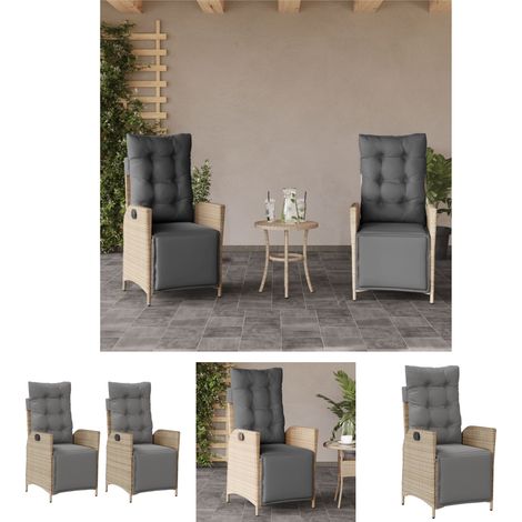 The Living Store Gartensessel mit Fußteil 2 Stk. Verstellbar Poly Rattan - Gartenstühle (1/5)