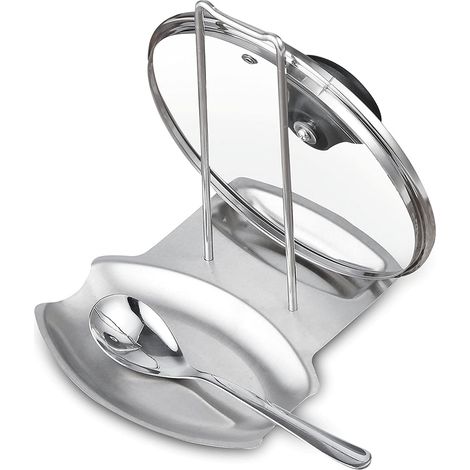 Praktische Löffelablage und Topfdeckelhalter, Utensilienablage aus Edelstahl, Topfdeckelablage, Ablageständer, Löffelhalter (1/5)