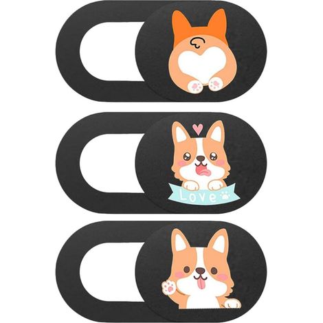 Lot de 3 Caches Webcam Motif Chien pour Ordinateur de Bureau et Tablette, Ultra-Fin en Abs, Petite Taille pour Protection Caméra Discrète et Pratique (1/5)