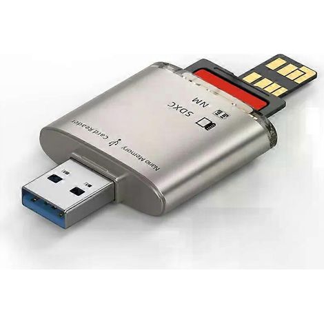 CABE-USB 30 SD/SDXC-Kartenleser 8 GB–128 GB für Huawei NM Nano-Speicherkarten, Schreibadapter, PC-Laptop-Konverter, Erweiterung, Gold (1/4)