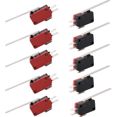 Micro interrupteur de limite instantanée longue charnière droite bras de levier SPDT Snap Action LOT pour Arduino 250V 16A V-153-1C25 Pack de 10