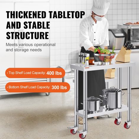 Table de Travail Cuisine 76x30x86 cm Table de Travail Inox avec (1/5)
