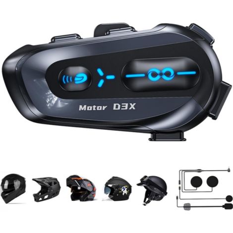 Système de communication audio Bluetooth haut de gamme pour moto, avec micro antibruit, étanche IP56 (portée illimitée jusqu'à 600 m) et chat de groupe illimité. (1/5)