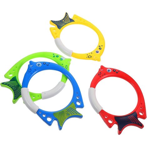 Anneaux de plongée pour piscine, anneaux de plongée amusants, accessoires de natation, lot de 4, couleurs variées (1/5)