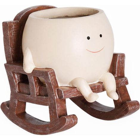 Irovami Pot fleurs visage smiley – Résine, trou drainage – Idéal pour intérieur, extérieur, cadeau (1/5)