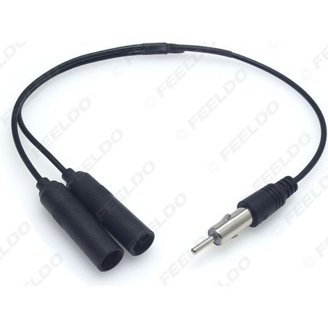 Câble d'extension pour antenne radio FM de voiture, répartiteur 1 vers 2 pour antennes radio de voiture, une extrémité mâle et deux extrémités femelles. (1/5)