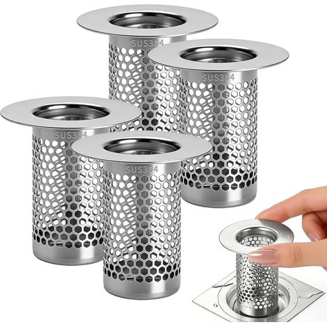 Lot de 4 filtres attrape-cheveux bonde douche moyen (1/5)