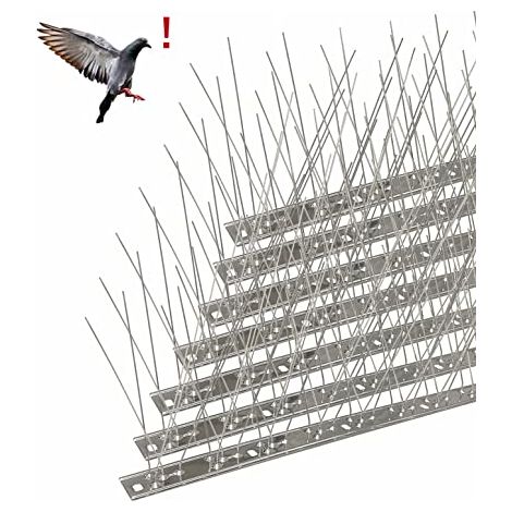 [NUNCA USADO] Pincho de acero inoxidable para palomas (6,6 metros, 20 unidades) para ahuyentar cuervos, gorriones y gatos. Apto para animales.