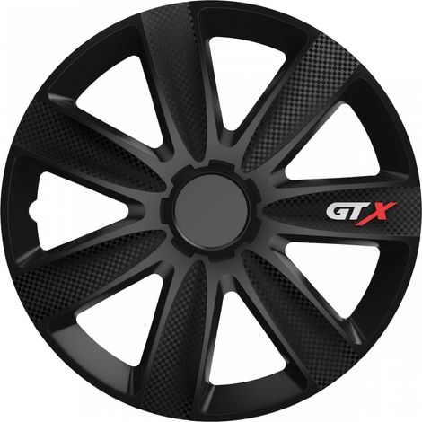 Enjoliveur de voiture GTX noir carbone 15 pouces – Plastique ABS résistant aux chocs – Protection contre corrosion et salissures – Design moderne – Awelco