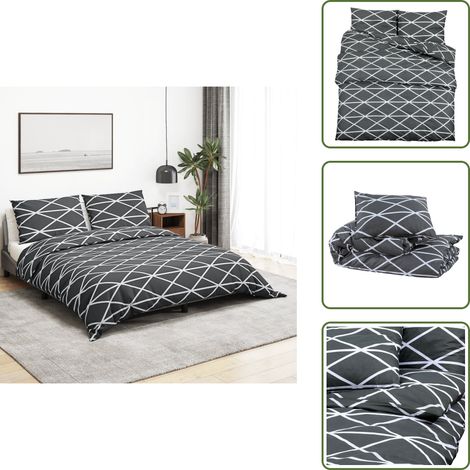 The Living Store Ensemble de housse de couette Gris 260x240 cm Coton - Housses De Couette - Linge De Lit - Literie - Drap Housse - Coton (1/5)