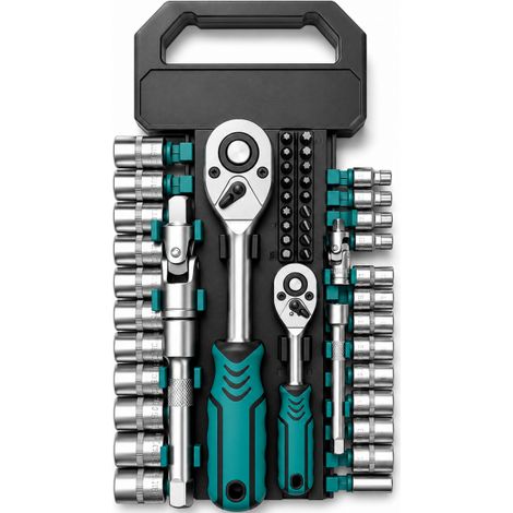 Set 50 Chiavi a Bussola 1/4" 1/2" con Cricchetti Inserti e Snodi VHT02524