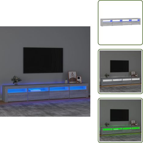 Meuble TV avec lumières LED Sonoma gris 240x35x40 cm - Meuble Tv - Meuble Tv Led - Meuble Tv Avec Éclairage - Meuble Tv Gris - Meuble Tv Design (1/5)