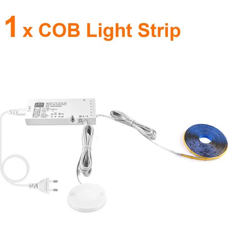 (1 bande, lumière naturelle, 5 m) Bande LED COB à intensité variable par détection de gestes – décoration murale avec grille acoustique intégrée (1/4)
