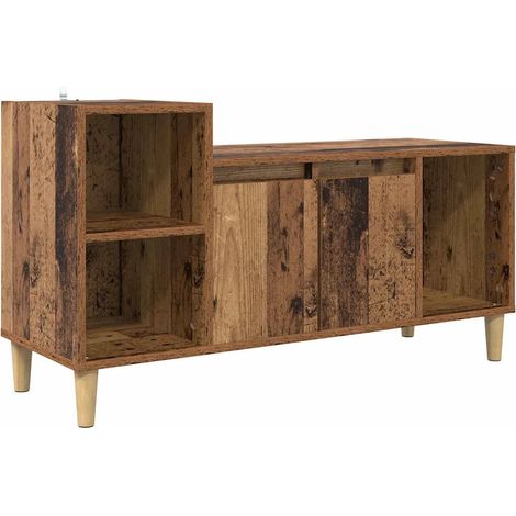 Pratico mobile porta TV rettangolare in stile antico con 2 ante 100 x 35 x 55 cm realizzato in legno composito finitura legno anticato 020052693