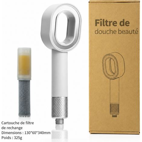 Pommeau de douche massant blanc avec aromathérapie et brosse blanc réf 4469 13 × 6 × 34 cm 325 g – Livraison gratuite