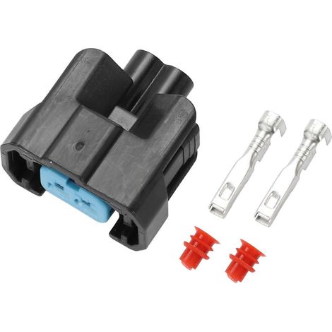 Connecteur d'injecteur de carburant compatible, 2 broches 2,2 mm, étanche, sûr et robuste, facile à installer, kit noir. (1/5)