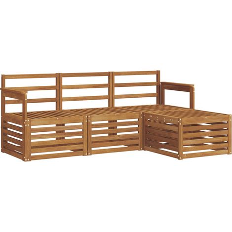 Ensembles de canapés 4 pcs Salon de jardin Naturel Bois d'Acacia Massif