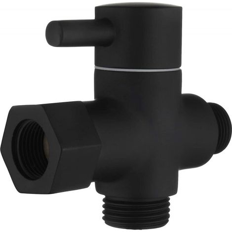 Vanne d'arrêt en laiton de inverseur à 3 voies, adaptateur 3/8-12/17 pour conduite d'eau de toilette, noir