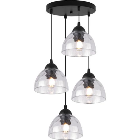 Suspension Venise à 4 lampes, abat-jour transparents E27 (1/5)