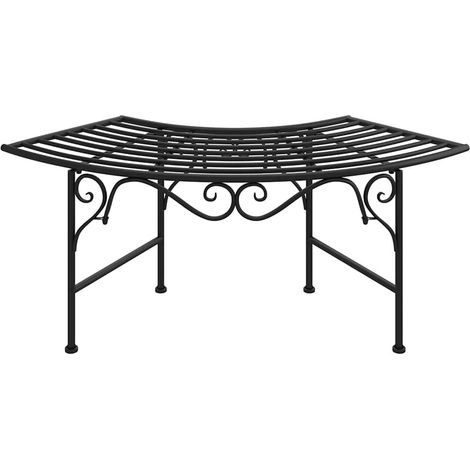 Maison Exclusive - Panchina per Albero 113 cm Nera in Acciaio (1/5)