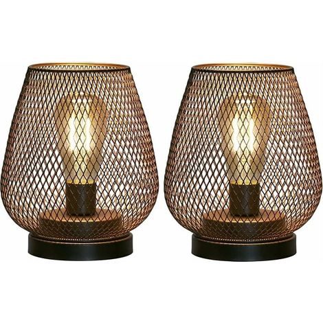 RHG lampe de chevet design pile lampes de table d'extérieur Ensemble de 2 lampes de table à cage en métal lampe à poser salon sans fil les mariages fêtes patio pour intérieur à extérieur