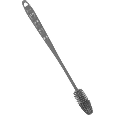 Silikon-Flaschenbürste, robust, langer Griff, Babyflaschenreinigungsbürste für Zuhause, Küche, Büro, lang, grau (1/5)