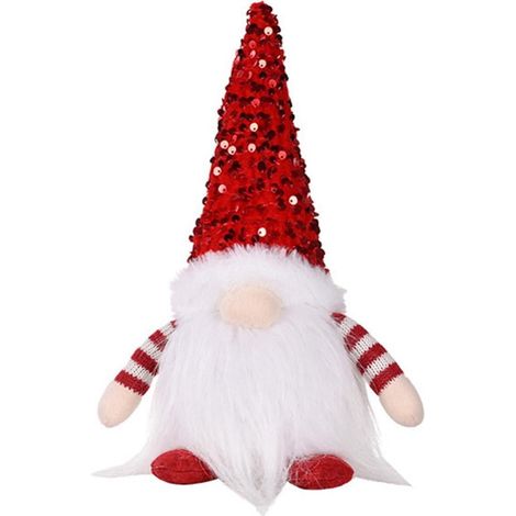 Gnome Éclairé - Hauteur 30 cm - Fonctionne Sur 3 Piles AAA - Décoration De Noël Pour Intérieur Et Table - Modèle En Peluche Avec Chapeau À Paillettes (1/5)