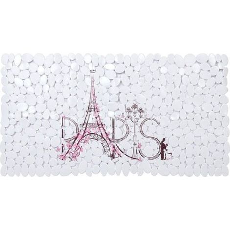 Cleafe - Tappeto Tappetino Pvc Scritta Paris Antiscivolo Vasca Bagno Doccia 67x36cm 87045 - (1/2)