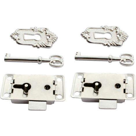 2PCS Cabinet Lock Antique Cabinet Lock Decorative Furniture Lock with Key and Screws (silver) (1/5)